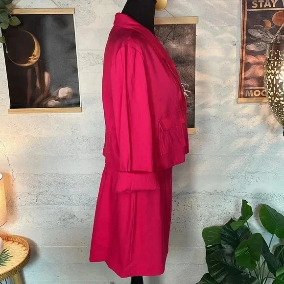 NWT House of Harlow 1960 barbie pink linen skirt suit set size LARGE - Picture 5 of 13